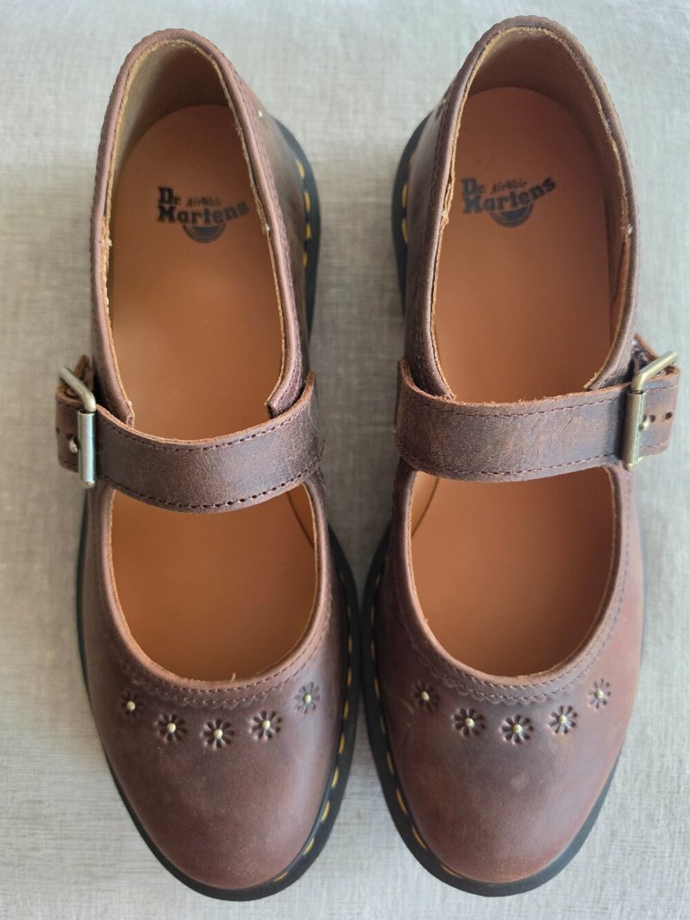 Dr. Martens Mary Jane Flower Brown Leather Shoes Women’s 11 EU 43
